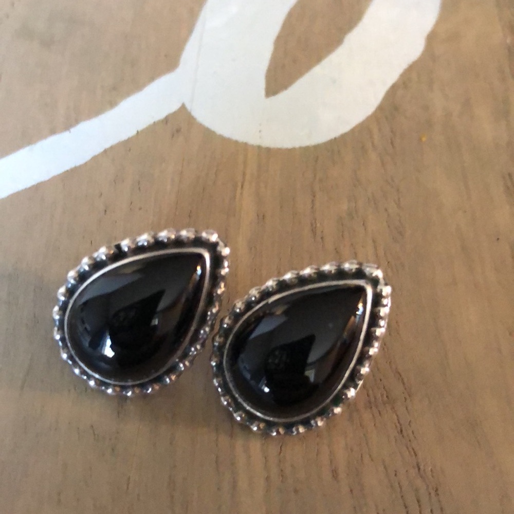 Vintage Sterling Silver and Onyx Earrings